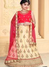 Cream Colour Stylish Designer Japan Silk Wedding Wear Kids Lehenga Collection 172